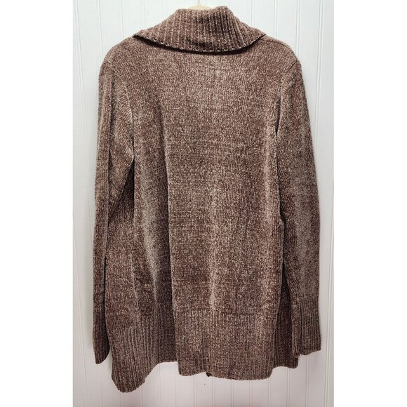 Lot of 3 Orvis Chenille Open Front Cardigan Sweater L/G Brown, Black, Blue - Picture 4 of 13